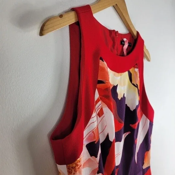 Black Halo Rohan Watercolor Floral Sleeveless Pencil Midi Sheath Dress 8 - Picture 5 of 13